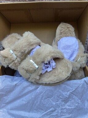 Women's Plush Fur Lined Slide  in Beige